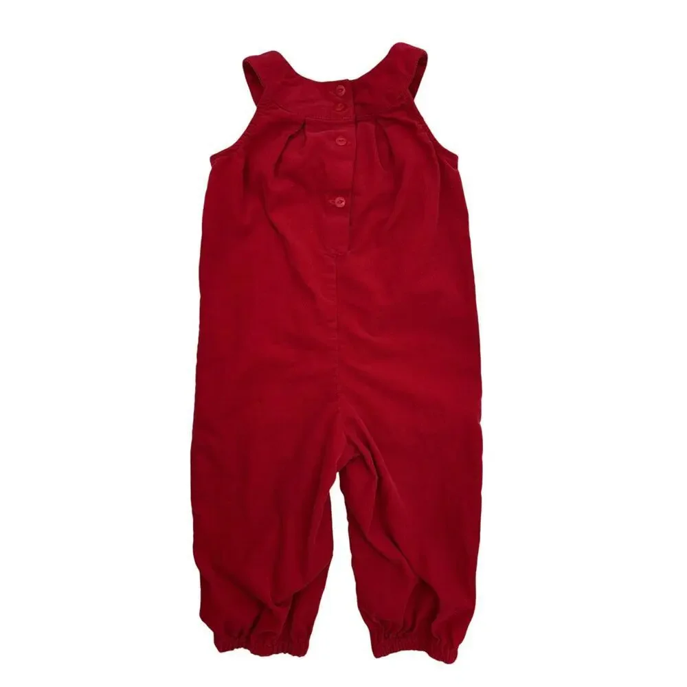 Ralph Lauren Red Corduroy Jumpsuit Overalls Baby Toddler Girl size 18 Months
